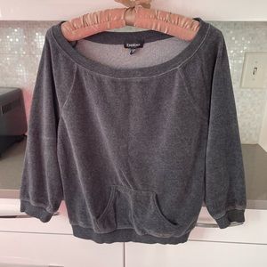 Bebe grey velour top. EUC